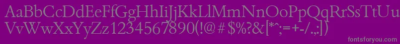 フォントBambergserialLightRegular – 紫の背景に灰色の文字