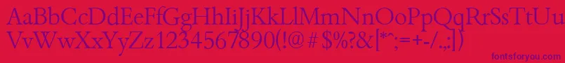 BambergserialLightRegular Font – Purple Fonts on Red Background