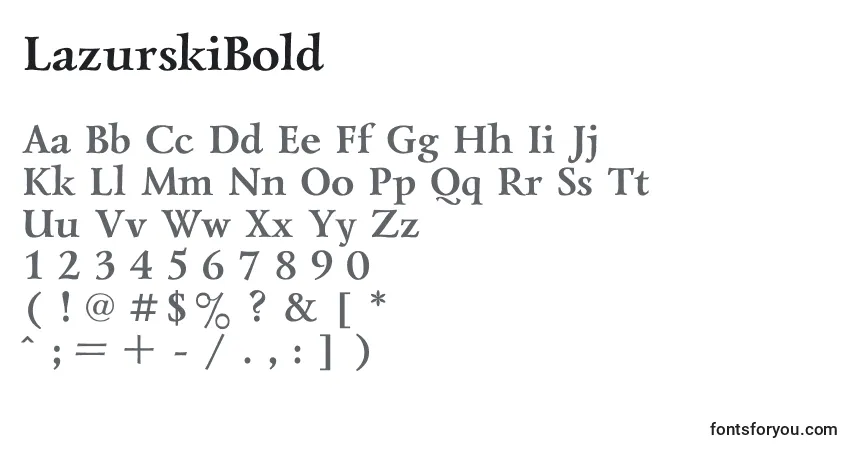 A fonte LazurskiBold – alfabeto, números, caracteres especiais