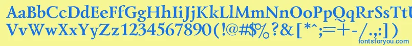 LazurskiBold-Schriftart – Blaue Schriften auf gelbem Hintergrund