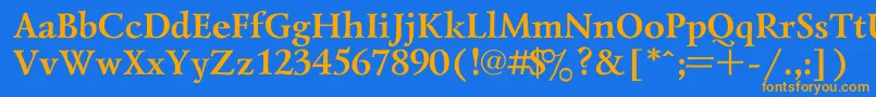 LazurskiBold-Schriftart – Orangefarbene Schriften auf blauem Hintergrund