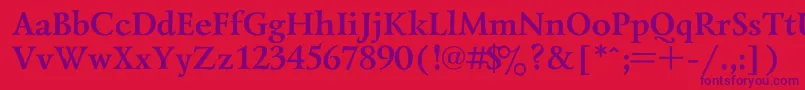 フォントLazurskiBold – 赤い背景に紫のフォント