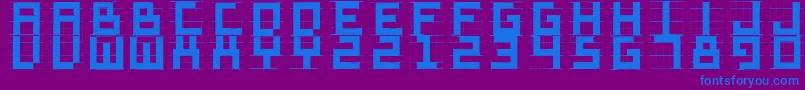 フォントSketchiquad – 紫色の背景に青い文字