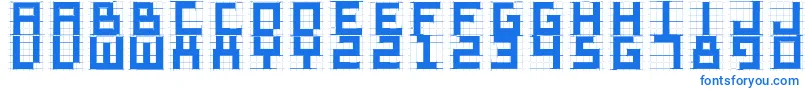 フォントSketchiquad – 白い背景に青い文字