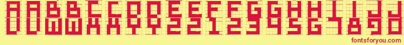 フォントSketchiquad – 赤い文字の黄色い背景