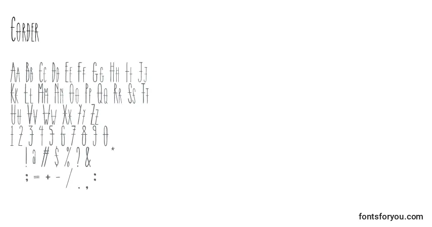 Шрифт Corder (108959) – алфавит, цифры, специальные символы