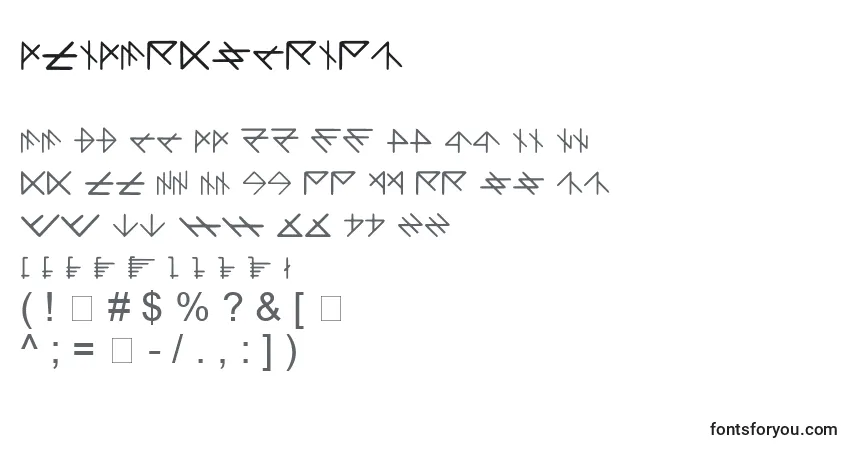Fuente DliDarkscript - alfabeto, números, caracteres especiales