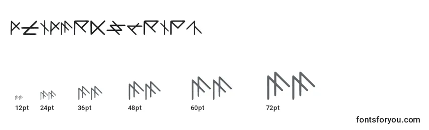 DliDarkscript Font Sizes