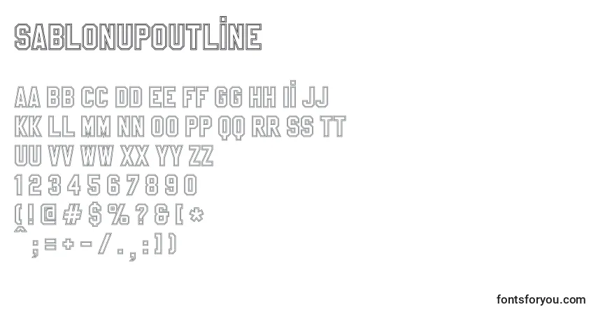 A fonte SablonUpOutline – alfabeto, números, caracteres especiais