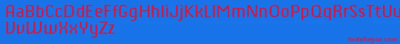 ChiqReducedRegular Font – Red Fonts on Blue Background