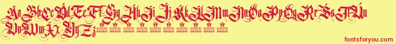 フォントGermanikaPersonalUse – 赤い文字の黄色い背景