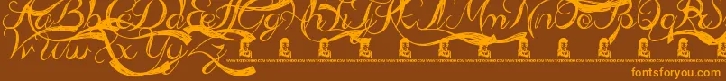 AdmirationPains-Schriftart – Orangefarbene Schriften auf braunem Hintergrund