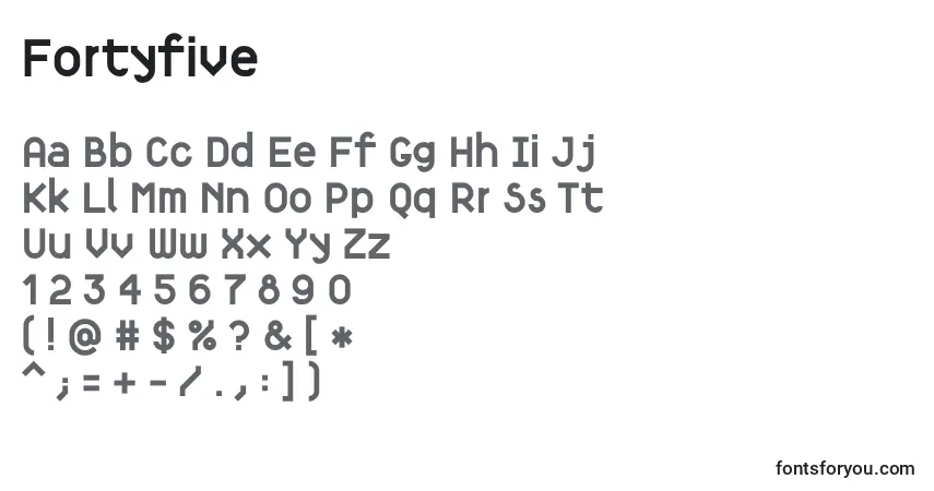 Schriftart Fortyfive – Alphabet, Zahlen, spezielle Symbole