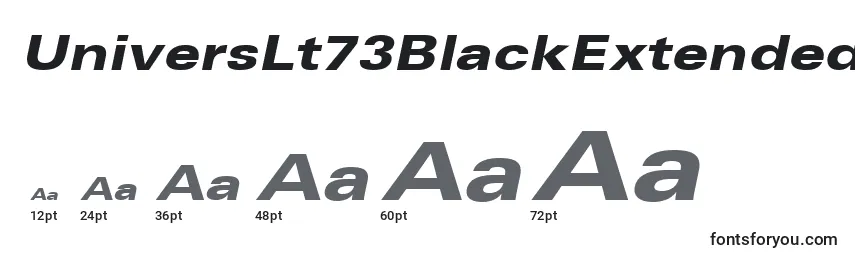 UniversLt73BlackExtendedOblique Font Sizes