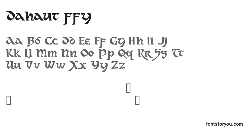 Schriftart Dahaut ffy – Alphabet, Zahlen, spezielle Symbole