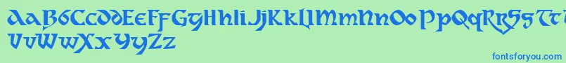 Dahaut ffy-Schriftart – Blaue Schriften auf grünem Hintergrund