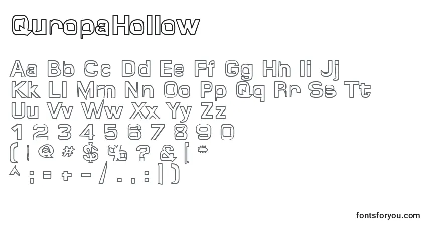 Fuente QuropaHollow - alfabeto, números, caracteres especiales