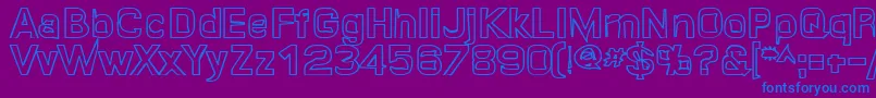 フォントQuropaHollow – 紫色の背景に青い文字