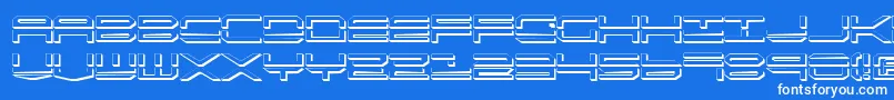 QuickstrikeShadow-Schriftart – Weiße Schriften auf blauem Hintergrund