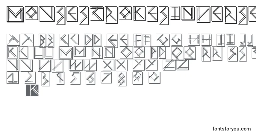 Шрифт Mousestrokesinverseshadow – алфавит, цифры, специальные символы
