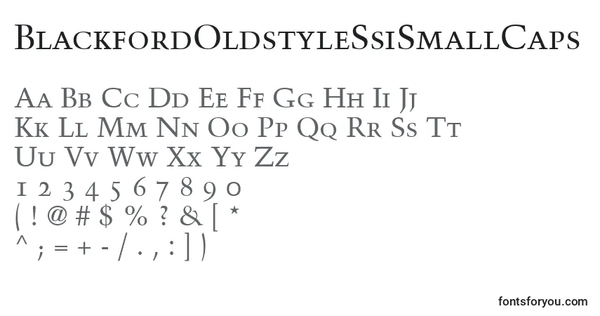 A fonte BlackfordOldstyleSsiSmallCaps – alfabeto, números, caracteres especiais
