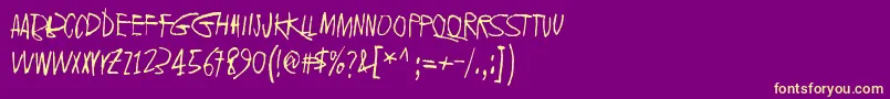 Fonte 2016Bugs – fontes amarelas em um fundo roxo
