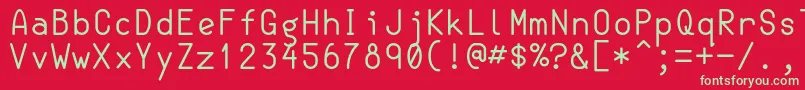 SemiCoderRegular Font – Green Fonts on Red Background