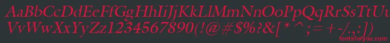 Fonte GalantItalic – fontes vermelhas em um fundo preto