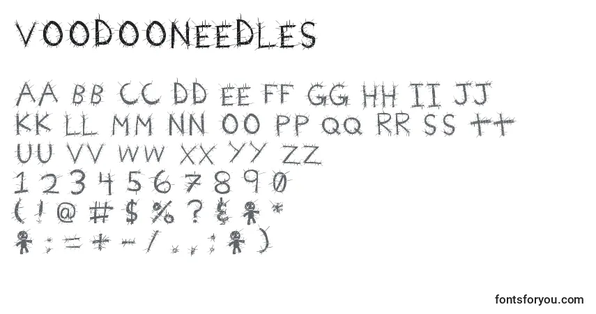 A fonte VoodooNeedles – alfabeto, números, caracteres especiais