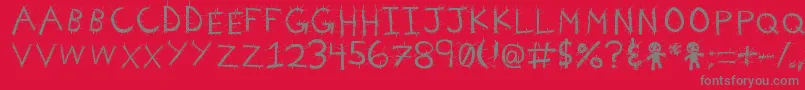 VoodooNeedles Font – Gray Fonts on Red Background