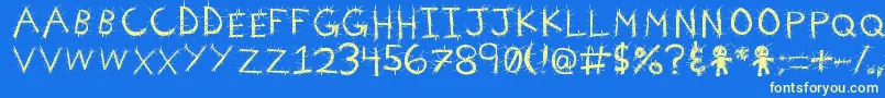 VoodooNeedles Font – Yellow Fonts on Blue Background