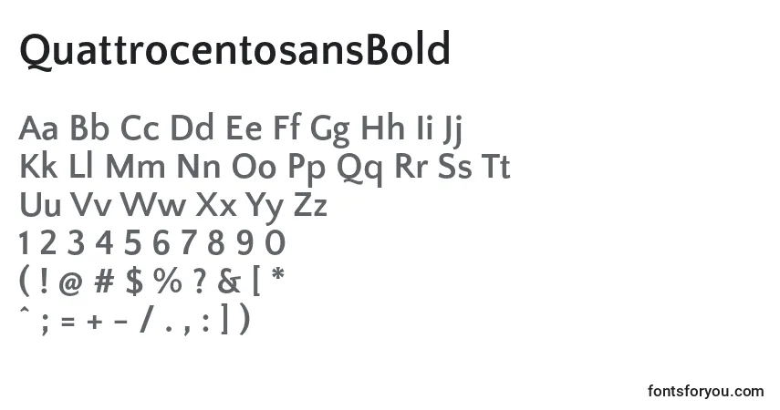 Шрифт QuattrocentosansBold (108981) – алфавит, цифры, специальные символы