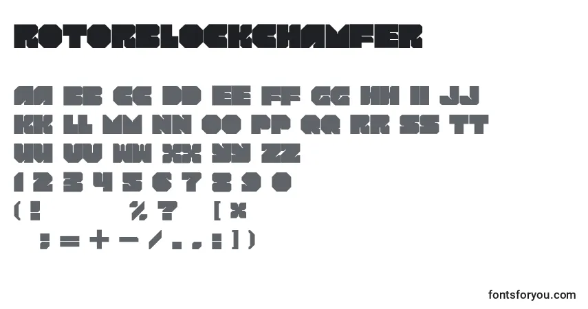 A fonte RotorblockChamfer – alfabeto, números, caracteres especiais