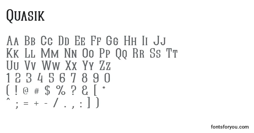 A fonte Quasik – alfabeto, números, caracteres especiais