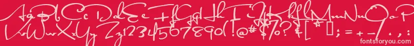 Satisfaction Font – Pink Fonts on Red Background