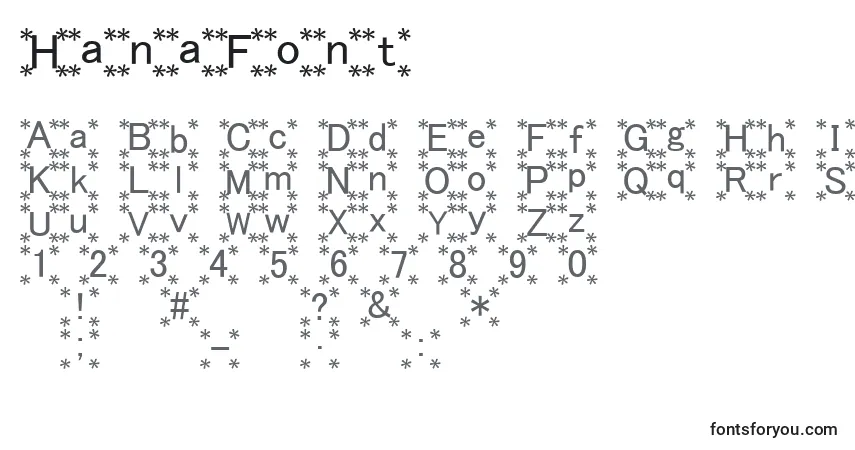 Fuente HanaFont - alfabeto, números, caracteres especiales