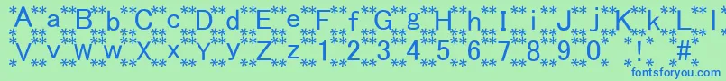 HanaFont-fontti – siniset fontit vihreällä taustalla