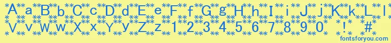 HanaFont Font – Blue Fonts on Yellow Background