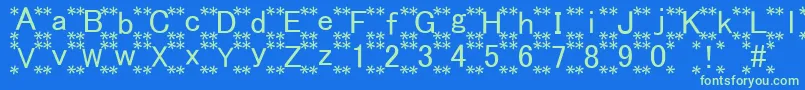 HanaFont Font – Green Fonts on Blue Background