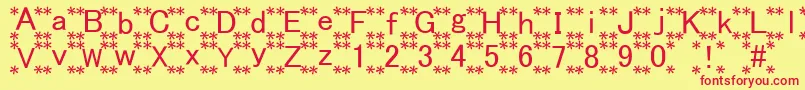 HanaFont Font – Red Fonts on Yellow Background