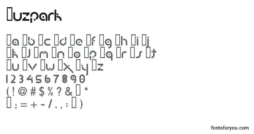 Шрифт Buzpark – алфавит, цифры, специальные символы