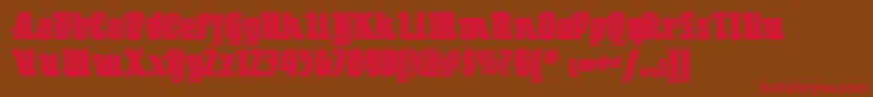 Little Deuce Coupe Nf-Schriftart – Rote Schriften auf braunem Hintergrund