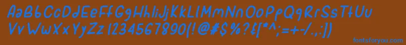 Sporkitalic Font – Blue Fonts on Brown Background