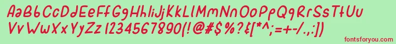 フォントSporkitalic – 赤い文字の緑の背景