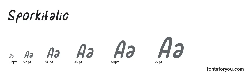 Размеры шрифта Sporkitalic