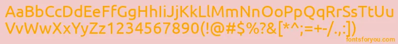 フォントUbuntu – オレンジの文字がピンクの背景にあります。