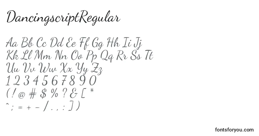 A fonte DancingscriptRegular (108995) – alfabeto, números, caracteres especiais