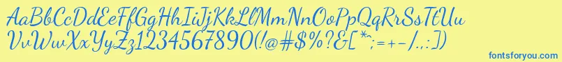DancingscriptRegular Font – Blue Fonts on Yellow Background