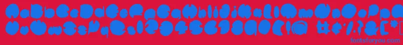 Bub-Schriftart – Blaue Schriften auf rotem Hintergrund