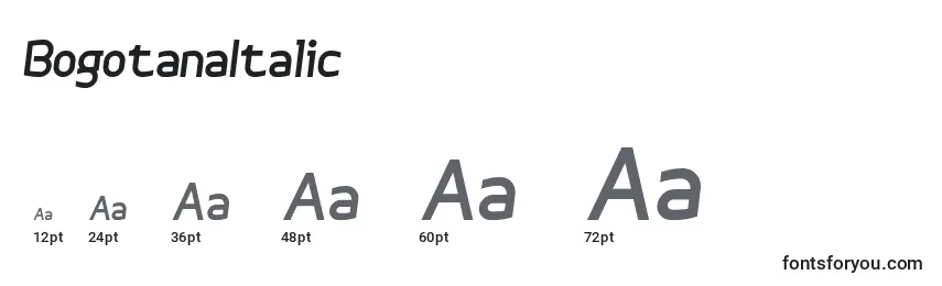 sizes of bogotanaitalic font, bogotanaitalic sizes